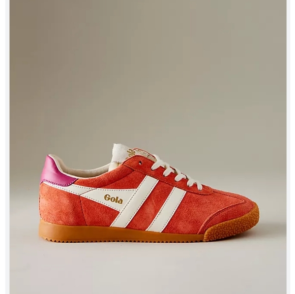 NEW Anthropologie Gola Elan Suede Trainers Hot Coral Fushia